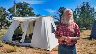 Camping in Comfort: Inside the Springbar 10x14 Canvas Tent! Winter Van Life Tour