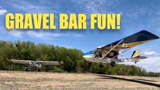 Kitfox and Challenger Playing on a Gravel Bar!