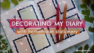 DIARY DECORATION IDEAS with HOMEMADE STATIONERY CUTE JOURNAL AND WEEKLY PLANNER