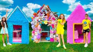 Nastya and her friends decorate playhouses and other adventures for kids