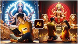 Maa durga 3D Photo editing tutorial || bing image creator tutorial #bing #ai  #microsoft #youtube