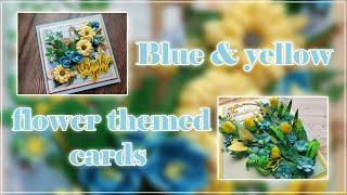  Blue & yellow  flower themed cards / Scrapbooking / Handzy Craft