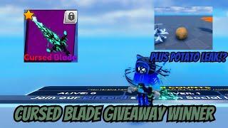 CURSED BLADE GIVEAWAY WINNER. in Roblox Blade Ball Plus Potato  Leaks!? 