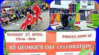 St George’s Day Celebration in Pinner, Harrow,UK/Funfair in UK/The famous wheelbarrow race/​⁠