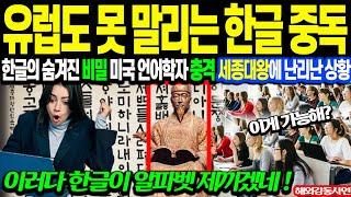 [해외감동사연] "유럽도 감당 못하는 신이 내린 한글 중독" 한글의 숨겨진 비밀 밝힌 미국 언어 학자 충격, 세종대왕에 더 난리 난 상황