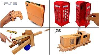 4 AMAZING THIS MAN MAKES CARDBOARD CRAFTS | PS5, Telephone Box, Cannon & Train