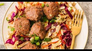 Egg Roll Meatballs with Slaw (Paleo, Whole30, AIP Option)