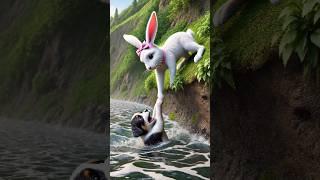 Rabbit saves a drowning puppy. The kindness of friends  #RabbitRescue #CuteAnimals #AnimalRescue