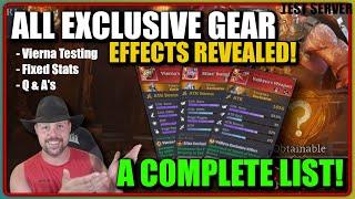 Complete List of All Exclusive Gear/Effects | Watcher Of Realms - TEST SERVER