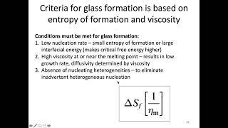 MSE 403 S21 Lecture 9 - Module 2 - Glass Forming Criterion