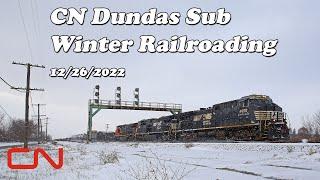 Winter Railroading on CN's Dundas Sub 12-26-2022