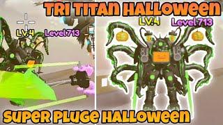 I Got Tri Titan halloween and Super Pluge halloween in Bathroom Attack | Roblox #BathroomAttack