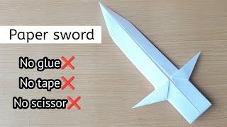 Paper sword|How to make sword with paper|Origami sword|No glue paper craft|Paper sword|No glue knife