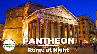 Rome at Night - A stunning walk around the Pantheon - 4K60fps with Captions