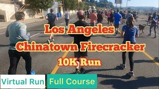 2023 LA Chinatown Firecracker 10K Run (Full Course)｜Treadmill Running Scenery & Music (Virtual Run)