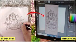 How to transfer notebook logo sketch to computer | How to open hand drawing sketch in illustrator