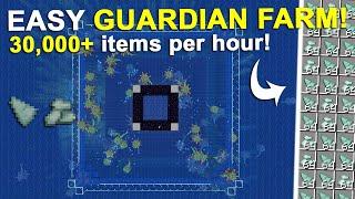 Minecraft EASY Guardian Farm NO DRAIN 30,000 Items Per Hour 1.21.4 Tutorial