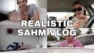 SAHM VLOG: realistic day as a stay at home mom, errands, working, getting *coffee* (chai).