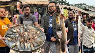 ৬ টা ডাক জিতে নদীর মাছ কিনলাম  বড় আইড়, শলা চিংড়ি, কৈ, চুলের ডাটি, দরগী, সুরমা মাছ কিনলাম 