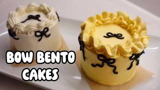 Bento Cakes with Ribbon Bows  Bow Coquette Aesthetic Vintage Cake  Mini Lunchbox Cake Baking Vlog