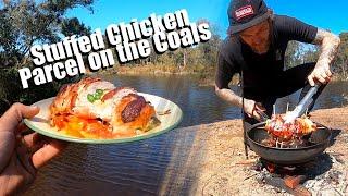 CAMPFIRE COOKING | Stuffed Chicken Parcels | SOLO Bush Cooking