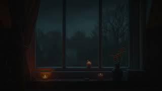 Gentle Raindrops on a Windowpane with Soft and Cozy Candle Lights | Nature Stress Relief