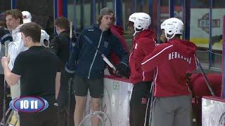 WATCH: Nebraska Football plays hockey with Lincoln Stars at the Ice Box