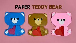 ORIGAMI PAPER TEDDY BEAR/DIY How to Make an Easy Paper Teddy Bear with Heart/Paper Teddy/Tutorial