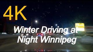 Winter Driving at Night Around Winnipeg Manitoba 4K 24fps HD Video