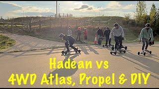 More Evolve Hadean power in AT! Beating everyone off the line Exway Atlas, DIY Propel skateboards :)