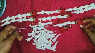 Tuberose flower mala making/how to die sampangi flower/garland making with flowers/