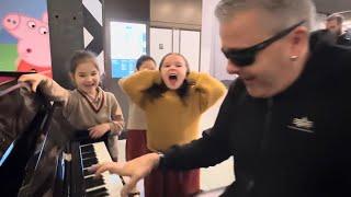 Excited Princesses Turn Up At The Mall Piano