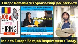 Romania Europe Visa sponsorship job interview operator india to Romania | Job in Romania Europe