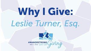 Why I Give to Manor College: Leslie Turner