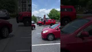 ️arking lot rides! Big lifted fire Trucks  What kinda of trucks the firefighters use? #fireman