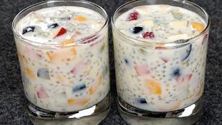 Sago Summer Drink Recipe | Summer Special Drink | Sago Custard Fruits Drink Recipe | Sago Dessert