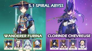 Wanderer Hypercarry & Clorinde Chevreuse 5.1 Spiral Abyss Floor 12 Genshin Impact