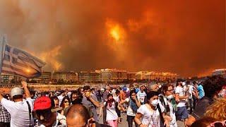 Greece Now!! A monstrous flame devours the island of Rhodes! Emergency evacuation!