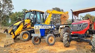 Jcb 3dx Eco Xpert Backhoe Loader Machine Loading Red Mud In Mahindra and Swaraj Tractor | Jcb Video