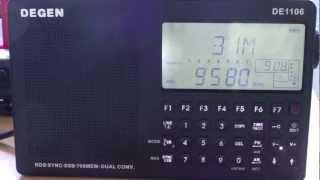 Radio Australia 9580 Khz on Degen DE1106 telescopic antenna