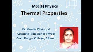 Thermal properties |  Dr.MONIKA KHETARPAL