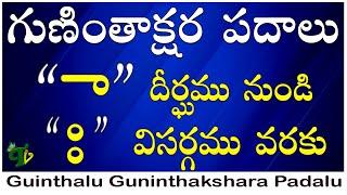 #Guninthapu gurthulu Padalu | Guninthakshara padalu |Guninthalu Words |Dheergamu to visargamu