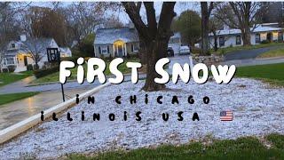 First Snowfall in Illinois Chicago  21th Nov 2024 || Beautiful views chilling weather #4k #2024