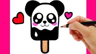 Como dibujar un helado de panda | HOW TO DRAW a cute ICE CREAM kawaii - como dibujar kawaii