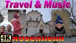 Walk in Rosenheim - Ludwigsplatz St. Nikolaus church. Bavaria Germany. 4K travel & music video