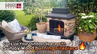 Cozy Patio Makeover with Sunjoy Outdoor Wood Burning Fireplace | Patio Decorating Ideas 2024