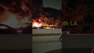 Los Angeles 5 South freeway. Motor home caught on fire  June 1, 2023. #losangeles #fire #motorhome