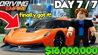 Going From POOR To JESKO In **ONE WEEK!** (Day 7/7) | Driving Empire