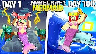 I Survived 100 Days as a MERMAID in Minecraft