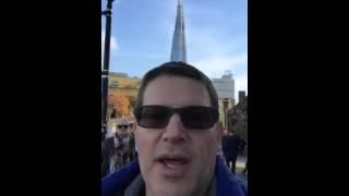 See St Paul's, Shard, & Cheese Grater & Walkie Talkie Buildings as I walk along south bank of Tha...